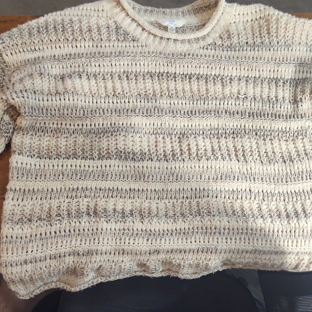 FIRM PRICE Like New, In Great Condition Time and Tru Cream and Tan Knit Sweater